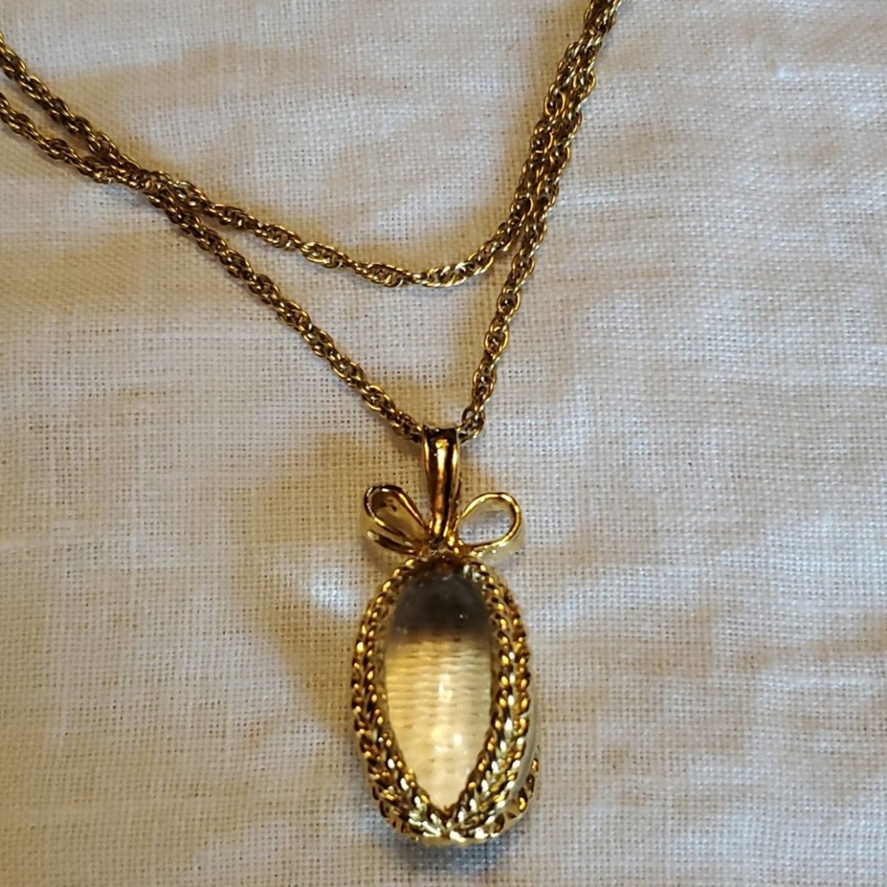 Joan Rivers Clear Lucite Egg Pendant Necklace